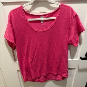 Alternative Apparel Pink Cropped Tee Shirt Women’s Size L Scoop Neck Casual